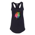 thumbnail image 2 of Lion Paint Art Splatter Abstract Art Animal Lover Ladies Racerback Tank Top, Black, Small, 2 of 3