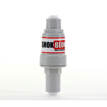 

Shok Blok SB-FPV-60 Water Filter Pressure Regulator Protection Valve for RO & Filter Systems - 1/4 QC Ports 60 PSI