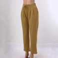 thumbnail image 5 of frariair Straight Leg Pants for Women High Waisted Wide Fashion Drawstring Elastic Trousers Comfy Long With Pockets Khaki, 5 of 6