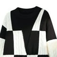 thumbnail image 4 of Men's Color Block Sweater Crewneck Long Sleeve Ribbed Knitted Pullover Tops Black 4XL, 4 of 4
