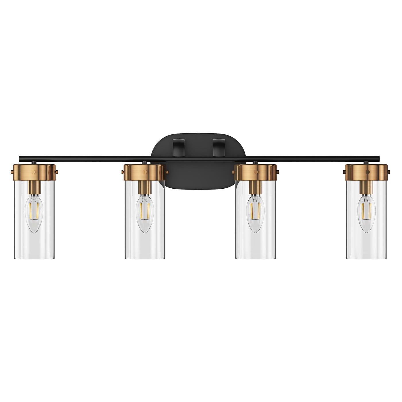 Aiwen 4-Light Bathroom Lighting Fixtures Modern Vanity Light Over Mirror With Clear Glass Shade In Gold Finish