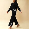 thumbnail image 2 of Two Piece Sets for Women Fall Outfits Lounge Set Casual Long Sleeve Round Neck Top Loose High Waist Wide Leg Pants 2 Piece Tracksuit, 2 of 5