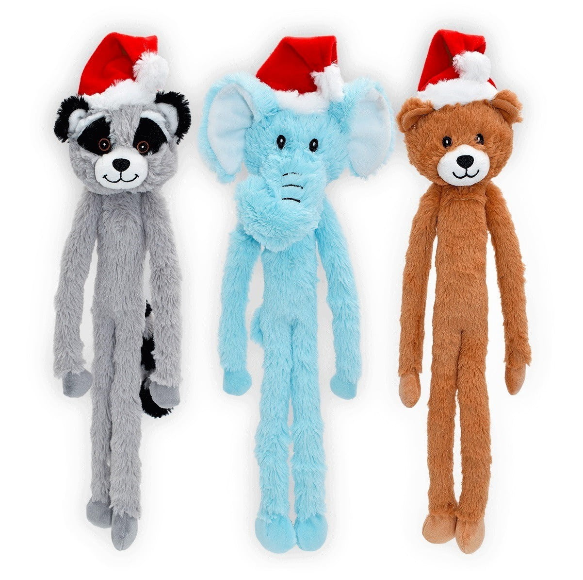 Long Dog Toys Super Cute 18 Inch Swinging Interactive Santa Hat Holiday Animals (Brown Bear)