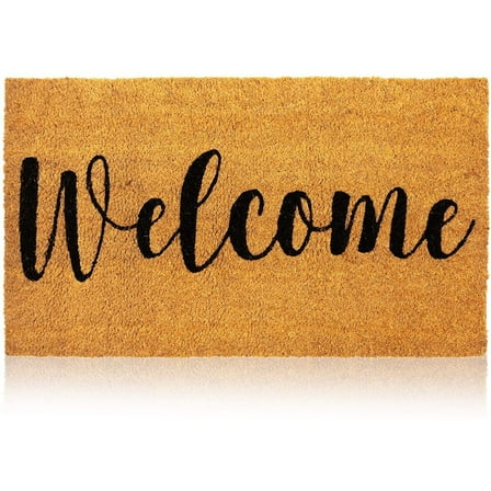 Juvale Welcome Mat Natural Coir Doormat - 30 x 17 in, Natural, Modern - Front Door Mat Outside Entrance & Indoor Entryway