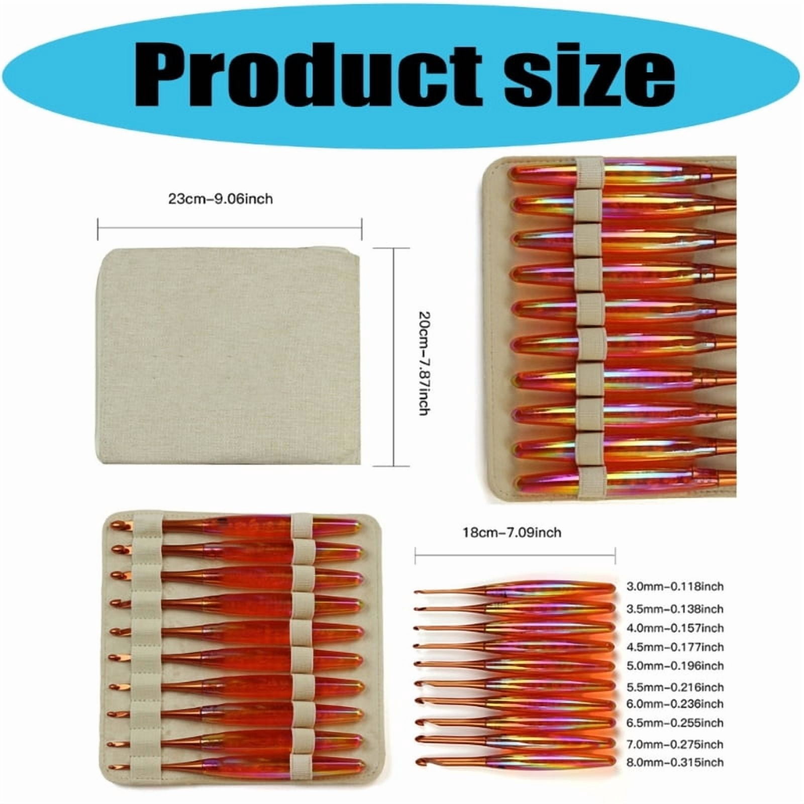 10Pcs Aluminium Crochet Hook Ergonomic Acrylic Grip for Beginner Knitting Craft