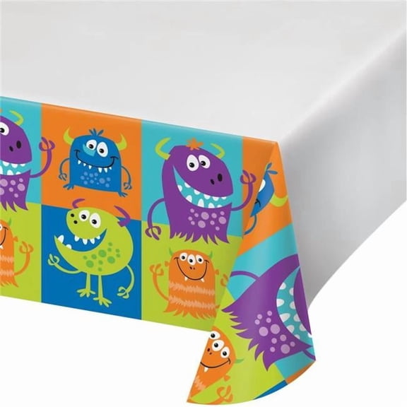 Creative Converting 331747 48 x 88 in. Fun Monsters Plastic Tablecloth