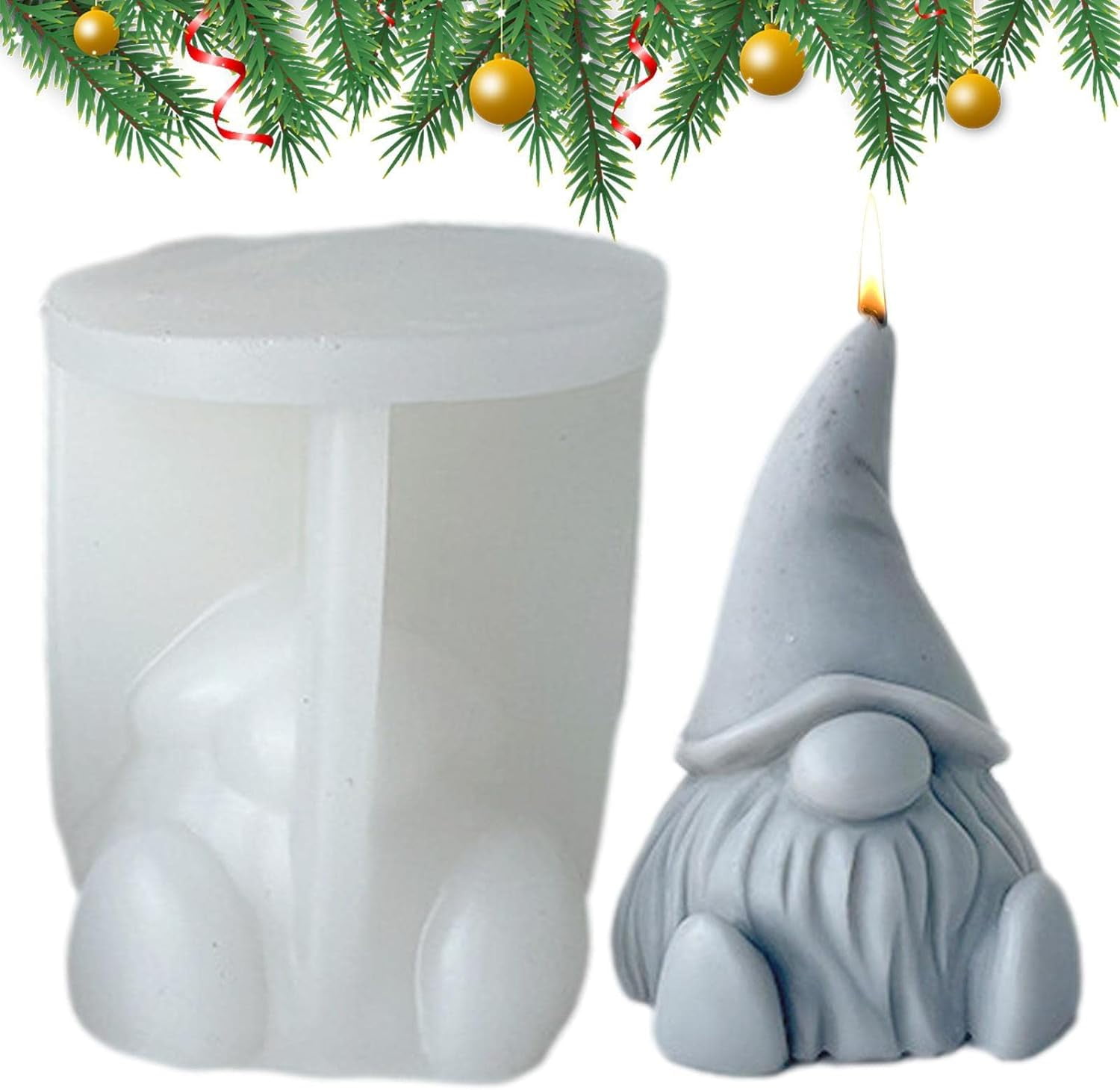 ABPETE Gnomes Silicone Candle Mold, Silicone Molds, Candle Making Moulds, Handmade Dwarf Crafts Sculpture Casting Mold Home Decor