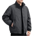 thumbnail image 2 of MYAOYI Mens Plain Zip Up Bomber Jacket Lightweight Fall Outerwear with Pockets, 2 of 8