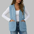 thumbnail image 4 of Fleece Crop Jackets for Women Sleeveless Outerwear Vest with Pockets Hooded Sherpa Coat Solid Color Winter Clothes (XL, Blue), 4 of 6