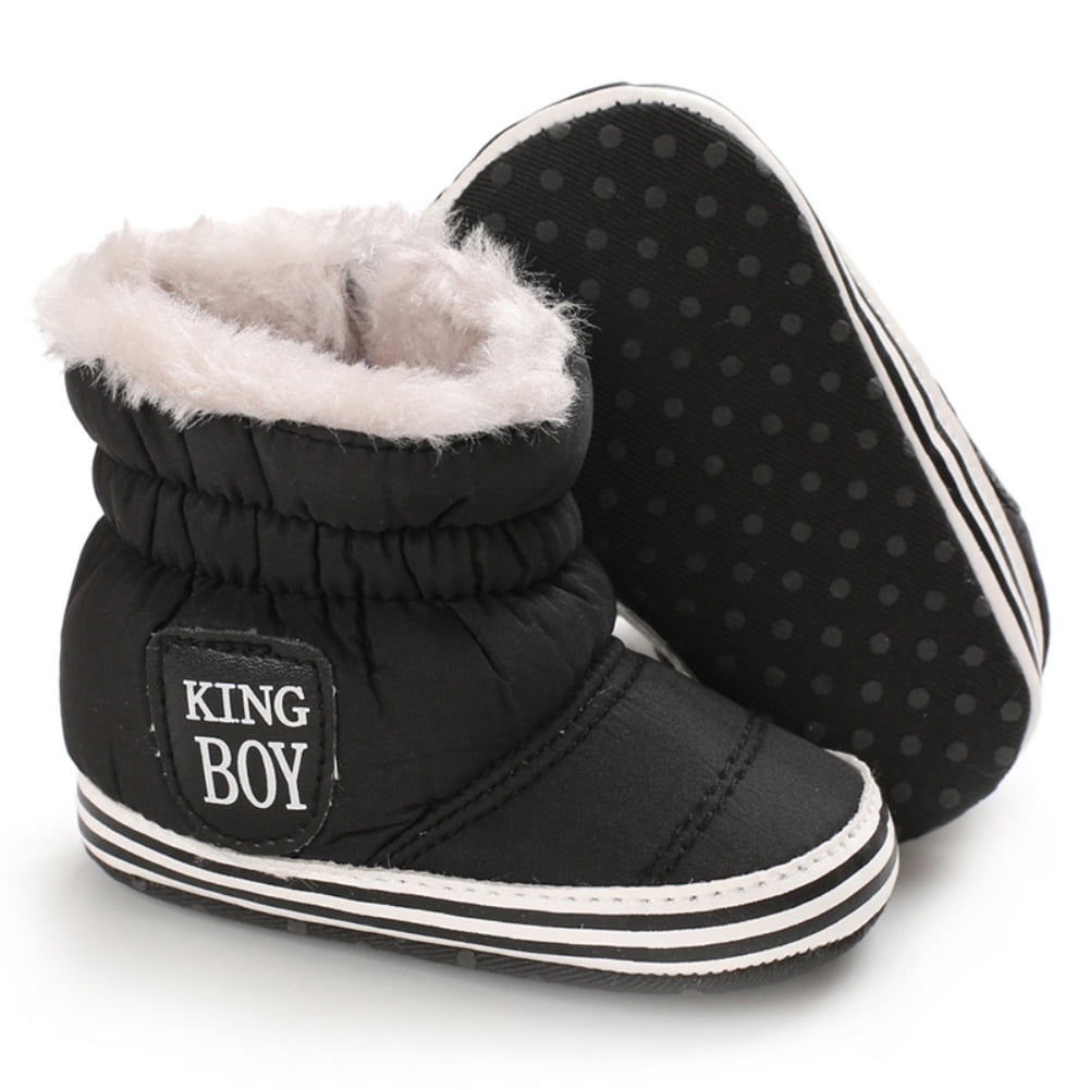 Toddler Baby Boy Girl Soft Sole Boots Fur Lined Prewalker Crib Warm Shoes Gift 