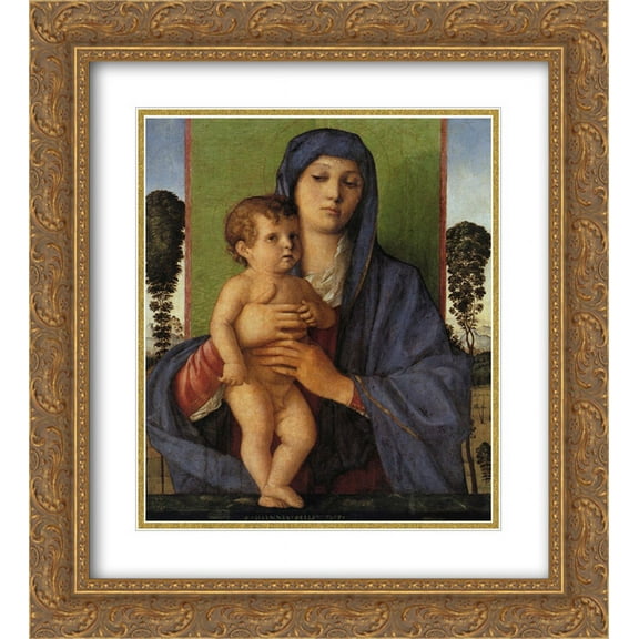Giovanni Bellini 2x Matted 20x24 Gold Ornate Framed Art Print 'Madonna degli Alberetti'