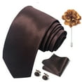 thumbnail image 6 of Stylish Polyester Tie Pocket Square Cufflinks Lapel Pin Men's Formal Wear Collection, 6 of 8