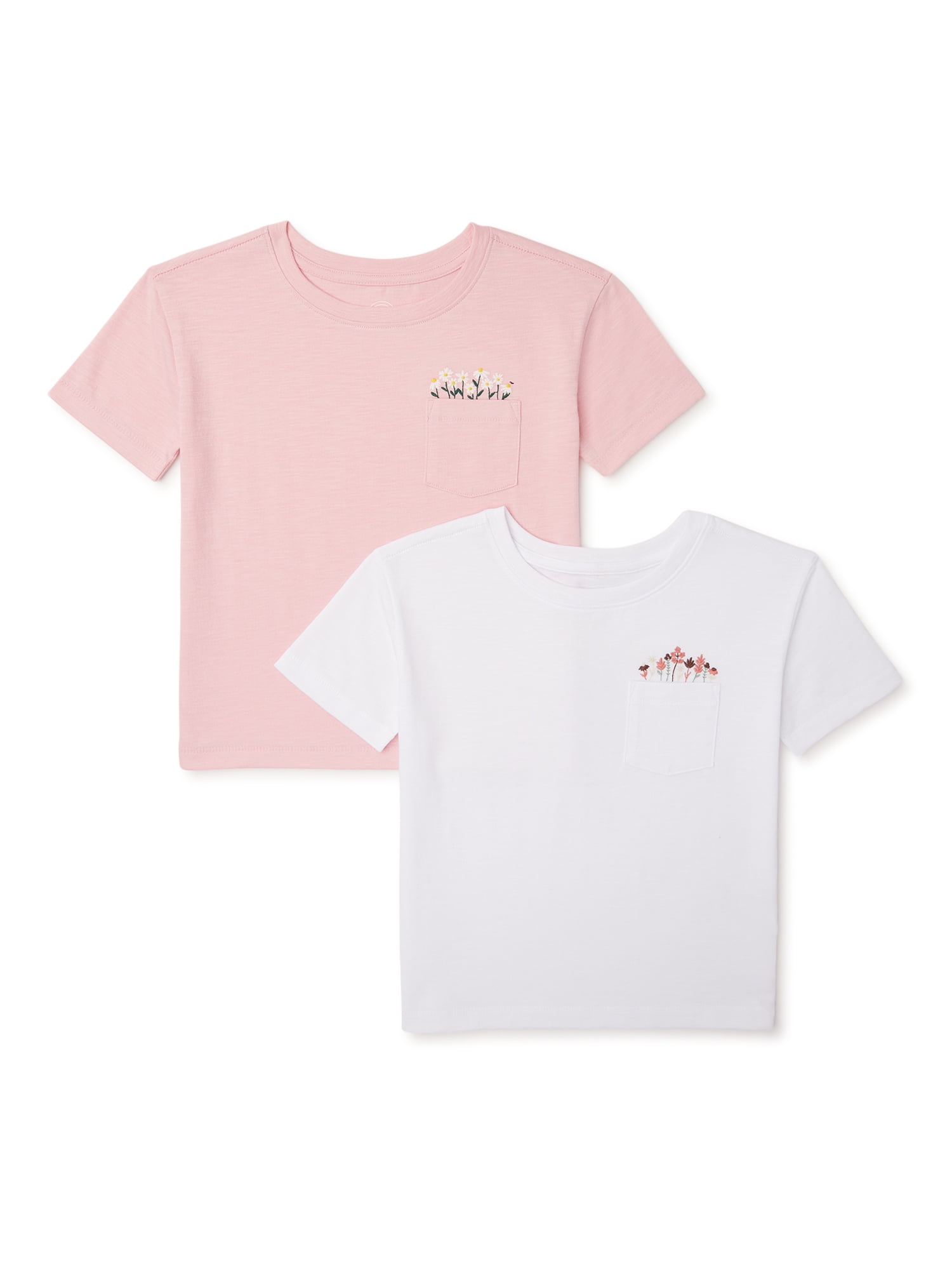 Wonder Nation Girls Embroidered Pocket 