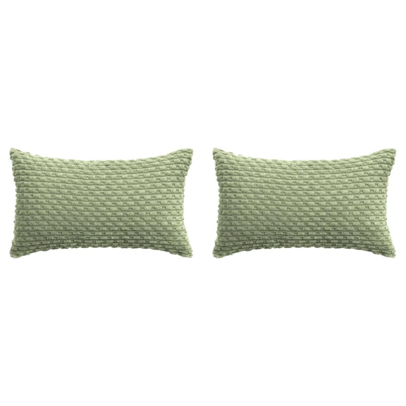 2PC Lumbar Decorative Throw Pillow Covers for Living Room Couch Bedroom, Soft Rectangle Cushion Case, Rustic Farmhouse Home Decor, Striped Oblong Pillow Cover,12x20 Inch