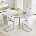 thumbnail image 5 of Modern minimalist style circular transparent tempered glass table, tempered glass tabletop, silver metal table legs, suitable for kitchen, dining room, and, 5 of 5