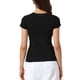thumbnail image 3 of INSPIRAR CHIC Camiseta de T-shirt acanalada casual de oficina para mujeres con ajuste slim y mangas cortas para el verano M Negro, 3 of 6