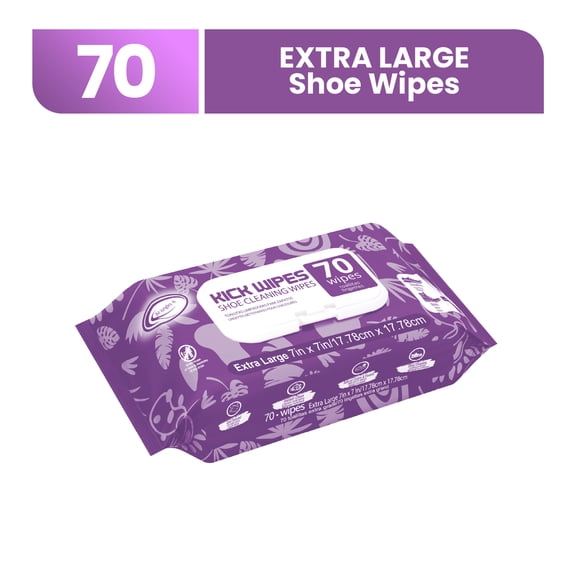 Air Jungles Sneaker Cleaning Wipes 70 Ct, Fresh Scent Dual-Textured Quick Clean for White Shoes, Boots & Clogs, XL 7x7 Inch, Removes Dirt, Safe for All Colors