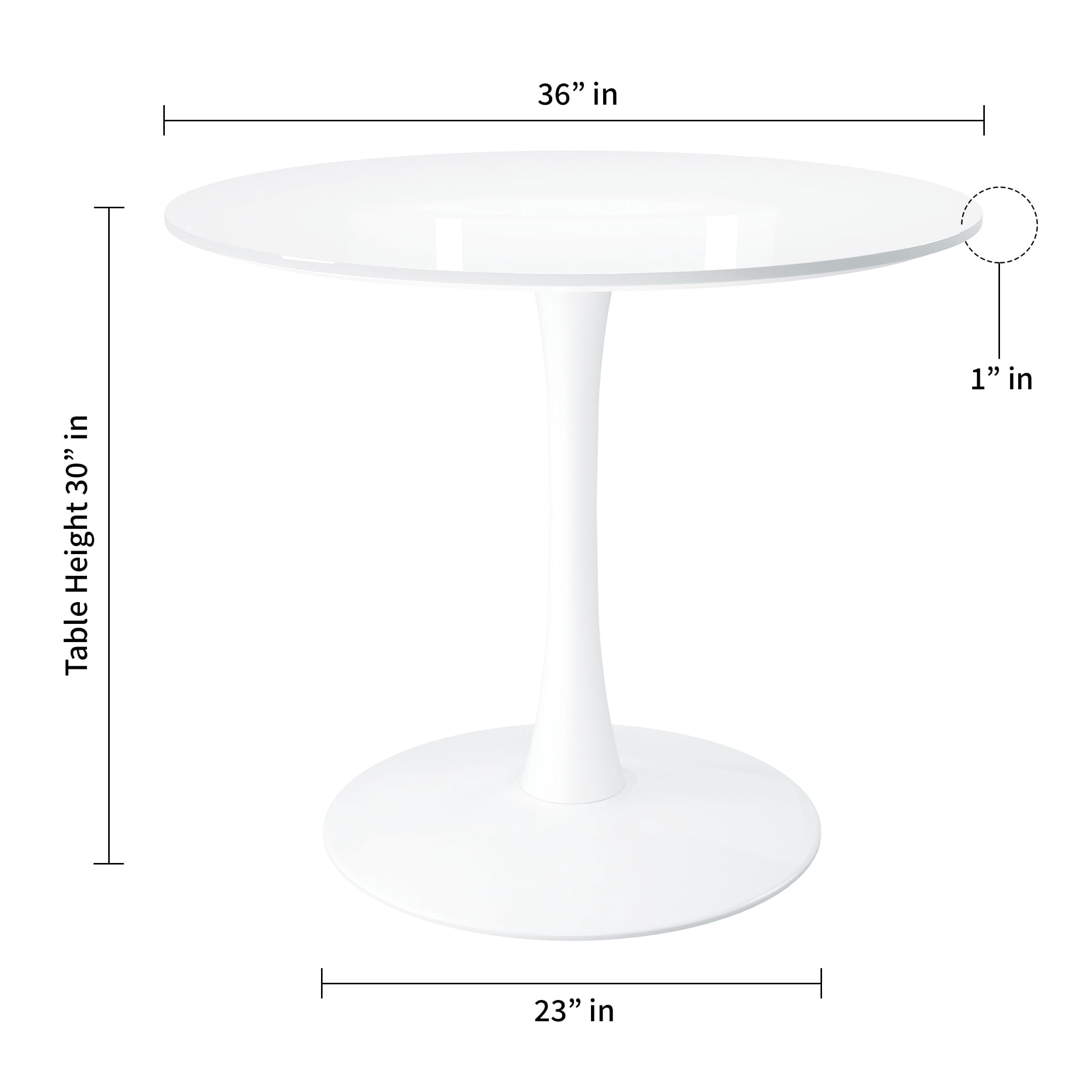 Modholic Tulip 36" Wood Top Dining Table