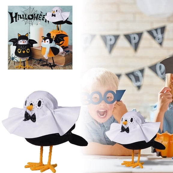 Hallo ween Standing Bird Figurine,Plush Bird Doll,Hallo ween Birds Figurine Featherly Friends,Handmade Birds Hallo ween Ornaments for Table Home Window Decor Indoor Outdoor