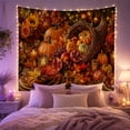 thumbnail image 2 of Lit Candle Bountiful with Autumnal Still Life, Cozy Farmhouse for Farmhouse Decor Lovers, Aesthetic Wall Decor, Halloween Gift, Tapestry Wall Hanging for Dorm and Living Room, 2 of 7