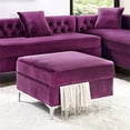 thumbnail image 2 of Maklaine Tufted Velvet Storage Ottoman with Chrome Legs in Purple, 2 of 9