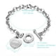 thumbnail image 2 of Pulsera de eslabones grabados de acero inoxidable con hebilla OT para mujeres y niñas, 2 of 7