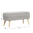 thumbnail image 4 of DecMode Polyester Rounded Upholstered Boucle Storage Bench with Tapered Wood Legs, Gray, 4 of 16
