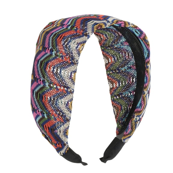 Unique Bargains 1 Pc Fashion Colorful Wave Wide Headbands for Women Blue