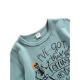 thumbnail image 4 of Bagilaanoe 2Pcs Toddler Baby Girl Halloween Outfits Letter Print Long Sleeve T Shirt Tops Skeleton Print Flared Trousers 12M 18M 24M 3T 4T 5T Fall Long Pants Set, 4 of 7