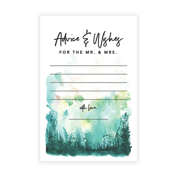 Koyal Wholesale Watercolor Forest Theme Wedding Advice & Well Wishes Guest Book Cards for Bride and Groom, 56 Pack
