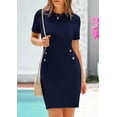 thumbnail image 4 of PRETTYGARDEN Womens Spring Dresses Summer Work Business Casual Bodycon Short Sleeve Sweater Cocktail Sheath Dress, 4 of 7