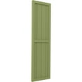 thumbnail image 2 of Ekena Millwork 14"W x 31"H Americraft Four Board Exterior Real Wood Two Equal Panel Framed Board-n-Batten Shutters (Per Pair), Moss Green, 2 of 9