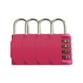 thumbnail image 2 of 4 Pieces Digital Combination Lock Resettable Outdoor Key Padlock with Shackle Luggage Case Safety Protection Gym Door Gate Rose Red, 2 of 9