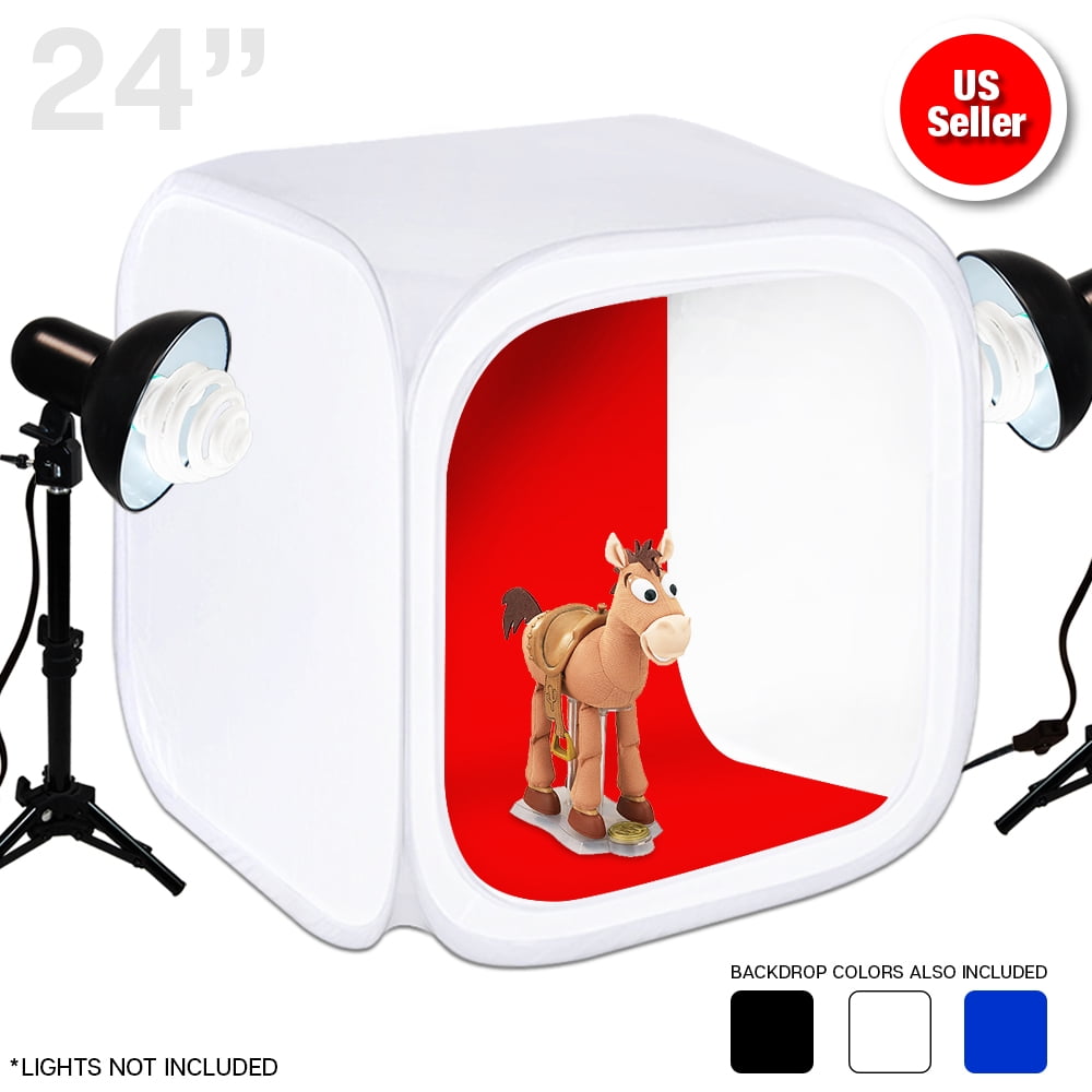 Safstar Portable 24 x 24 x 24 Photo LED Studio Shooting Tent Photography Box Cube Lighting Kit with 3 Colors Backdrops Black, White, Yellow 