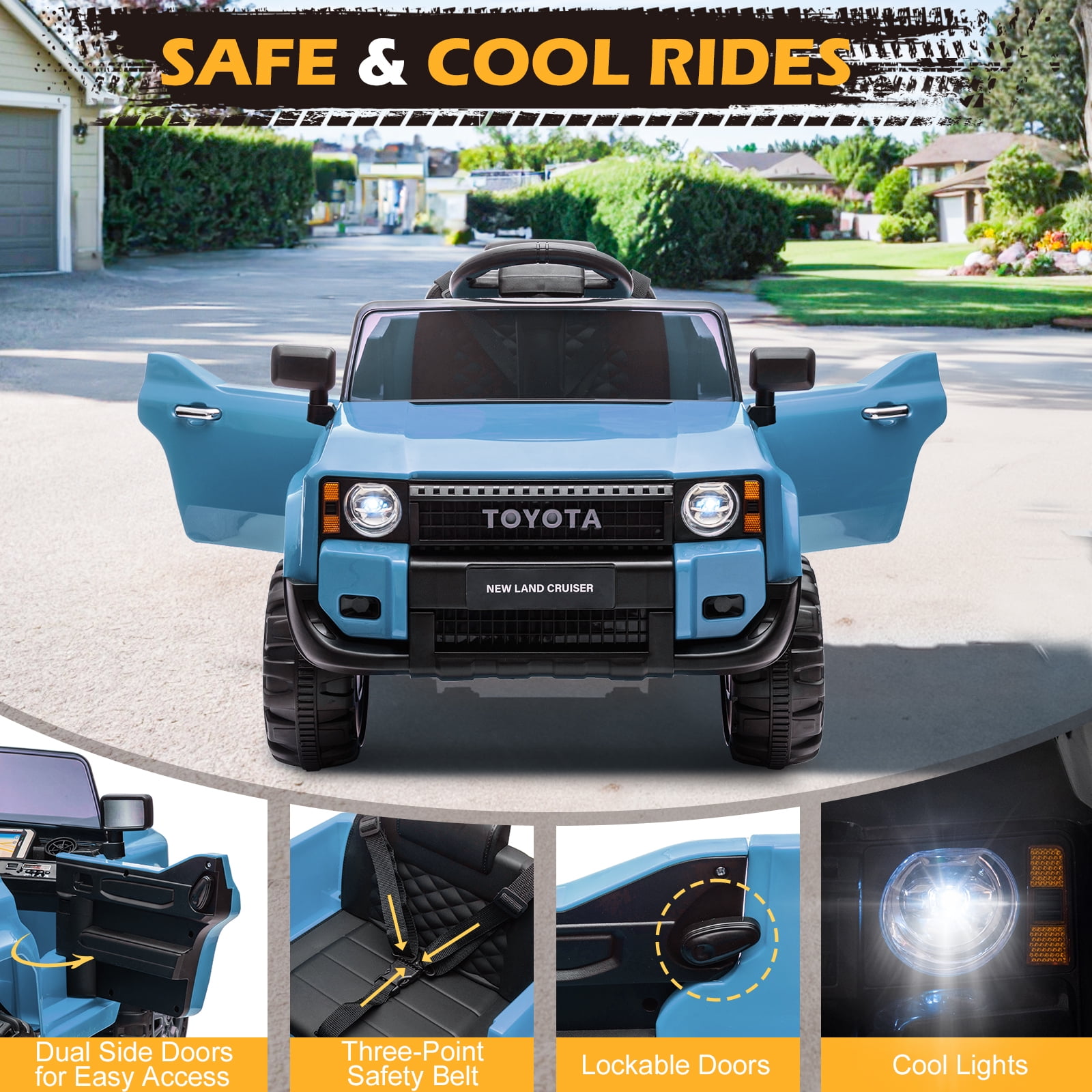 UBesGoo 12V Ride On Car Toys, Licensed Toyota Kids Powered Electric Car with Remote Control for Girls Boys, Blue