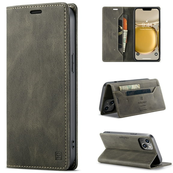 ELEHOLD for iPhone 14 Plus Wallet Case, Slim Luxury PU Leather Flip Cover RFID Blocking Card Slots Magnetic Closure Anti-Scratch Shockproof Case for iPhone 14 Plus 6.7 inch,Coffee