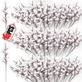 thumbnail image 2 of Ramas de bayas de Navidad, plantas falsas, flores artificiales, bayas de acebo blancas, estambres, adornos de corona para árbol de Navidad, fiesta, decoración del hogar, 2 of 5