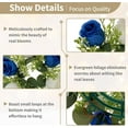 thumbnail image 5 of Flower Candle Rings for Centerpieces: 13.4 Inch Rose Wreath for Wedding Party Christmas - Royal Blue & White Wreaths for Spring Summer Front Door Porch Table Decor 2 Pcs, 5 of 14