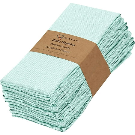 

Ruvanti 12 Pack Cloth Napkins 18x18 Dinner Napkins Soft Comfortable Reusable Napkins Durable Linen Napkins Table Napkin Poly Cotton Chambray Fabric Napkins for Dinner Parties Wedding -Sea Green