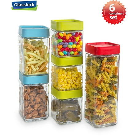 Glasslock 6 Block Square Glass Canister Set