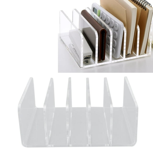 Organizador De Archivos De Escritorio De 5 Compartimentos, Organizador De Archivos De Escritorio Acrílico Multifunción Seguro Y Transparente De Gran Capacidad Para La Escuela