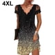 thumbnail image 3 of Sonducket Vestido de mujer con cuello en V Fecha Noche Colegio Escuela Banquete Ropa de verano Vestidos Oro 4XL, 3 of 5