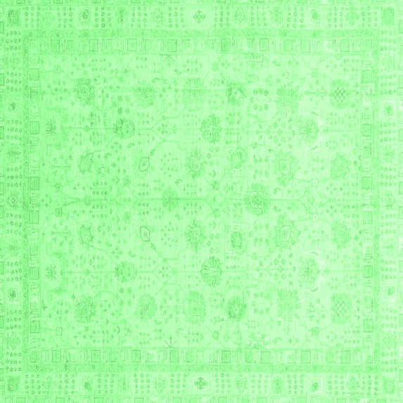 Ahgly Company Indoor Square Oriental Emerald Green Traditional Area Rugs, 4' Square