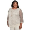 thumbnail image 3 of Alfred Dunner Womens Plus-Size Popcorn Mesh Speckled Top With Necklace, 3 of 4