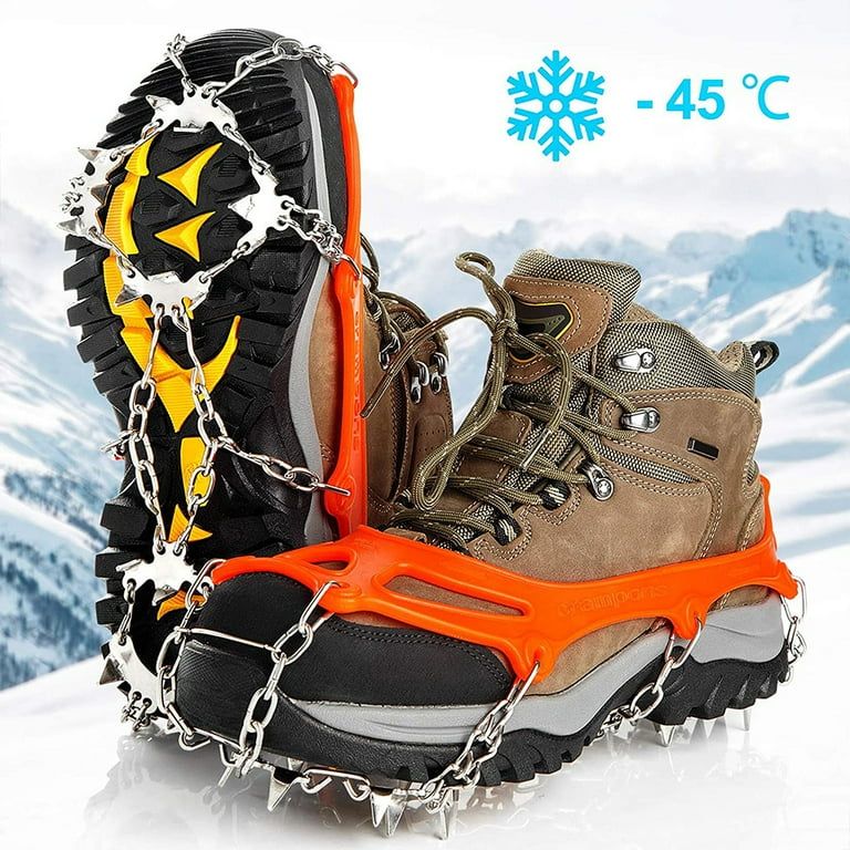 Fishing Ice Cleats for Shoes and Boots, Ice Snow Traction Cleats Crampons  for Men Women Kids Winter Walking on Ice and Snow Anti Slip Overshoe  Stretch Footwear,Orange,L,F77986 - Walmart.com