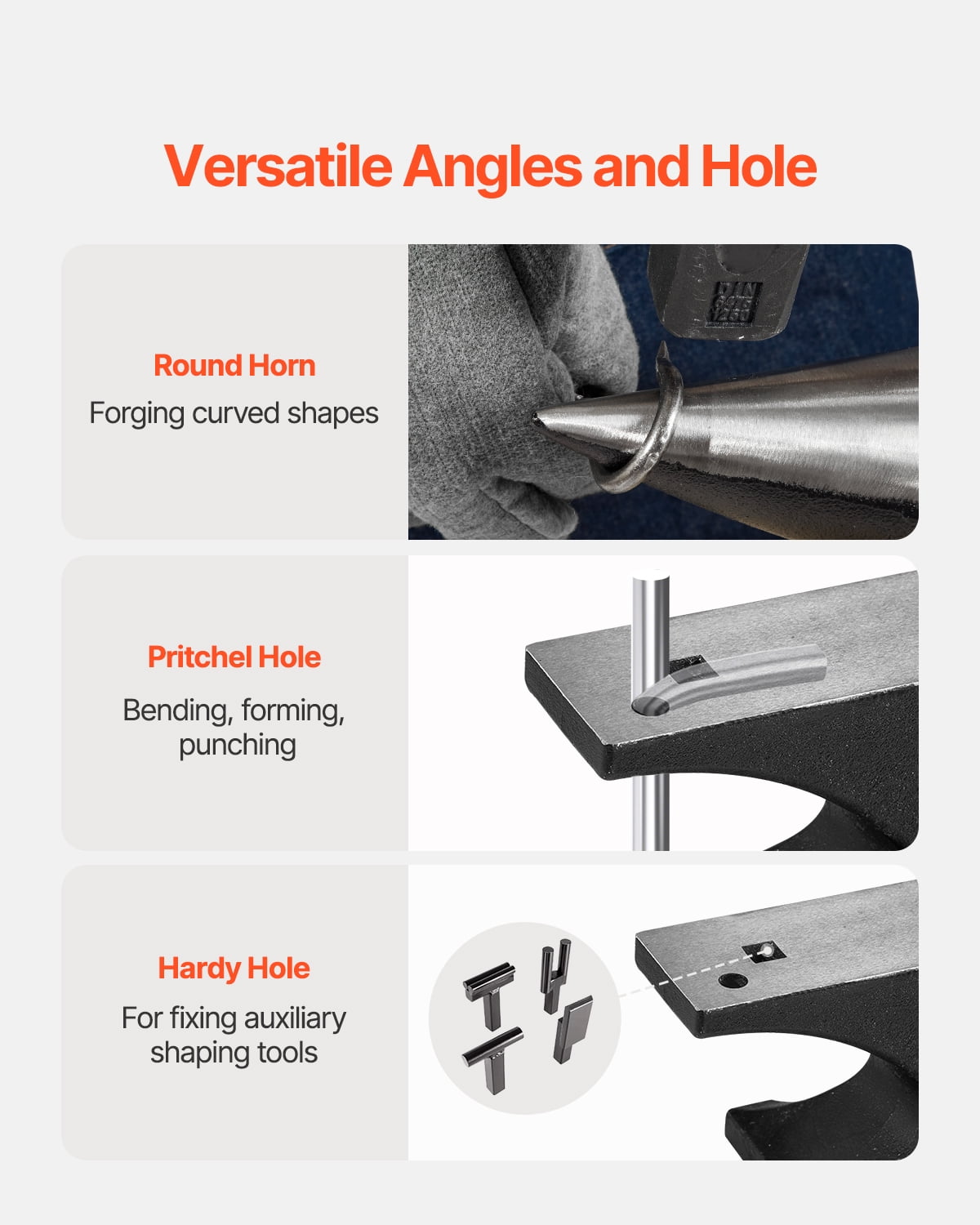 VEVOR Single Horn Anvil, 25lbs Cast Steel Anvil, High Hardness