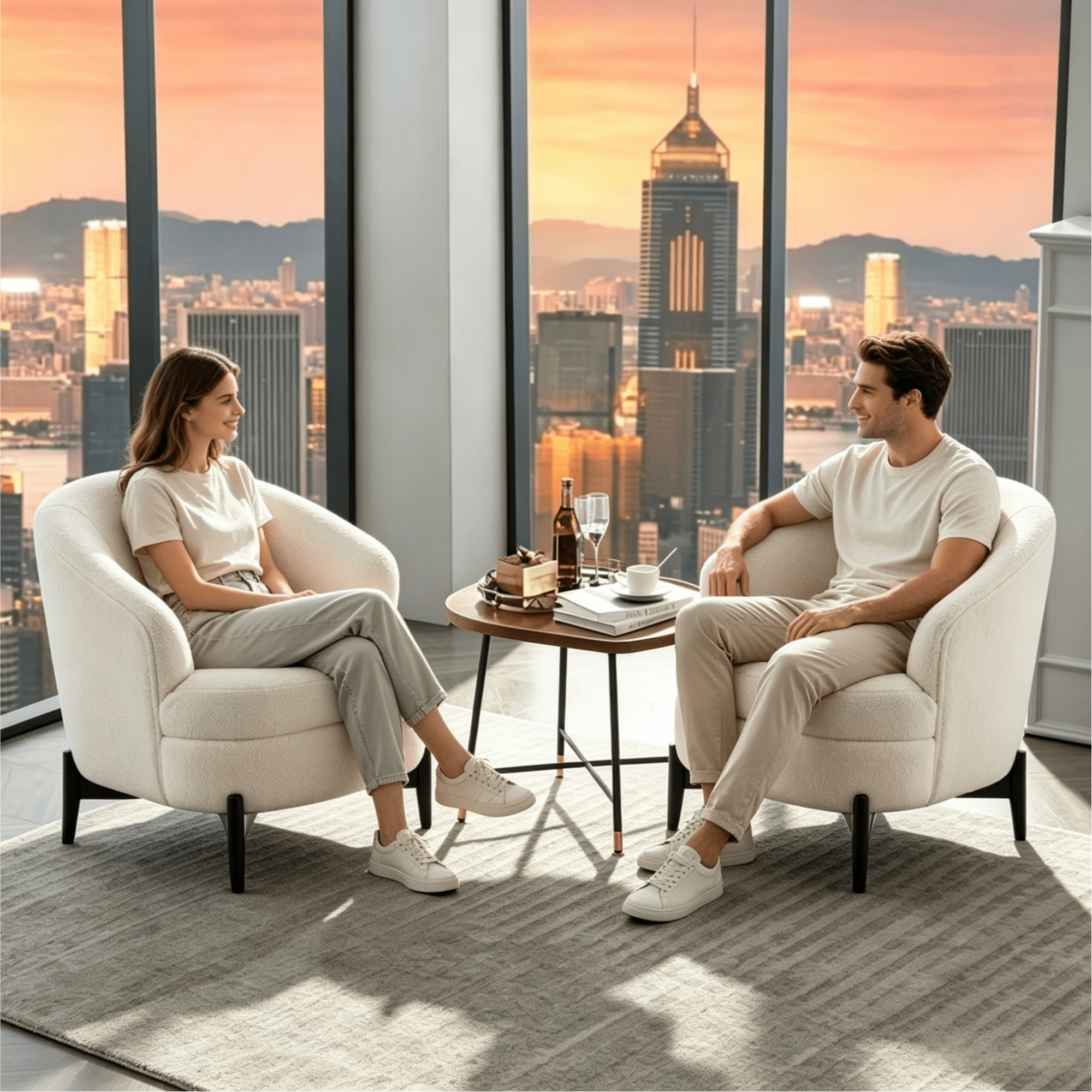 Gewnee 33.07"Barrel Accent Chair,Modern Upholstered Reading Chair with Pocket Spring & Foam Seat,Velvet Armchair for Living Room,Bedroom.White