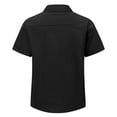 thumbnail image 4 of MIXUE Mens Casual Button Down Shirts Solid Color Lapel Short Sleeve Casual Fashion Shirt Tops Outwear,Black,M, 4 of 4