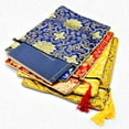 thumbnail image 3 of Retro Scripture Bag Double-layer Thickened Ethnic Dragon Pattern Rich Flower Zipper Jewelry Bag Brocade Buddhist Scripture Bags Red rich flower Blue 24x34cm, 3 of 6