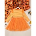 thumbnail image 3 of Miaouyo Kids Girls Casual Dress, Long Sleeve Crew Neck Striped Tulle Patchwork Fall Dress Halloween Costume, 3 of 8